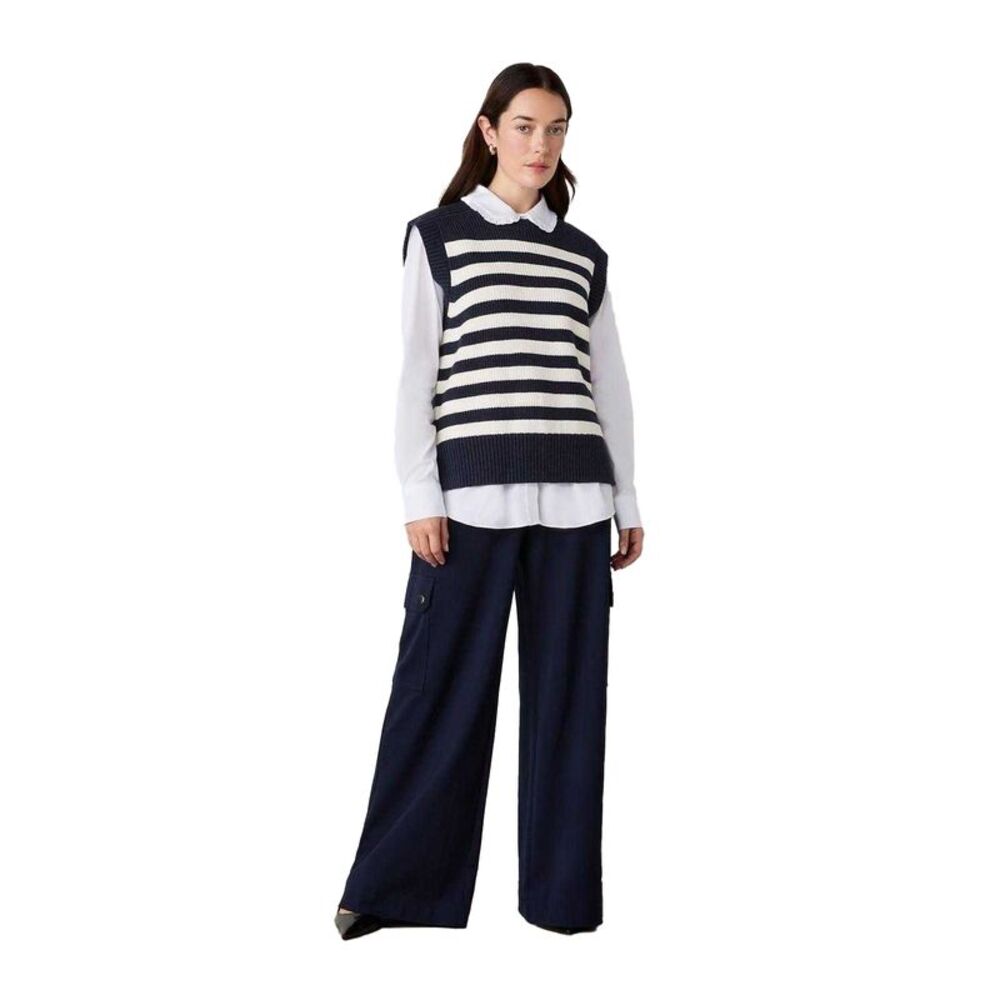 Finery Womens/Ladies Lexi Horizontal Stripe Relaxed Fit Sleeveless Vest / Navy